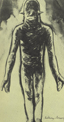 ▲ヒクソンの説明に基づいてUFOの乗員を画家が描いたもの。